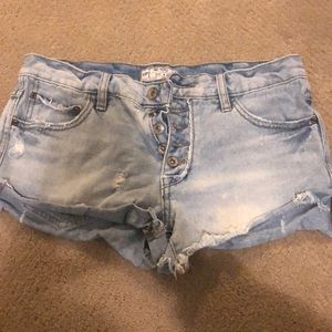 Button Up Denim Shorts